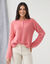 Pull col boutonn&eacute;, maille douceur (rose)