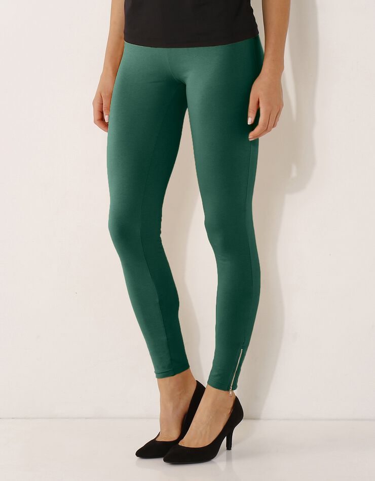 Legging bas de jambe zippé taille élastiquée (vert sapin) Legging bas de jambe zippé taille élastiquée (vert sapin)