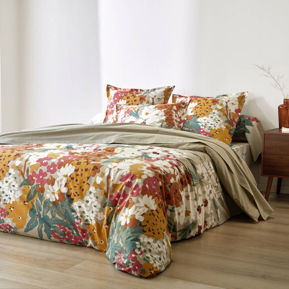 Linge de lit Capucine imprim&eacute; - coton 57 fils/cm&sup2; (gr&egrave;ge)