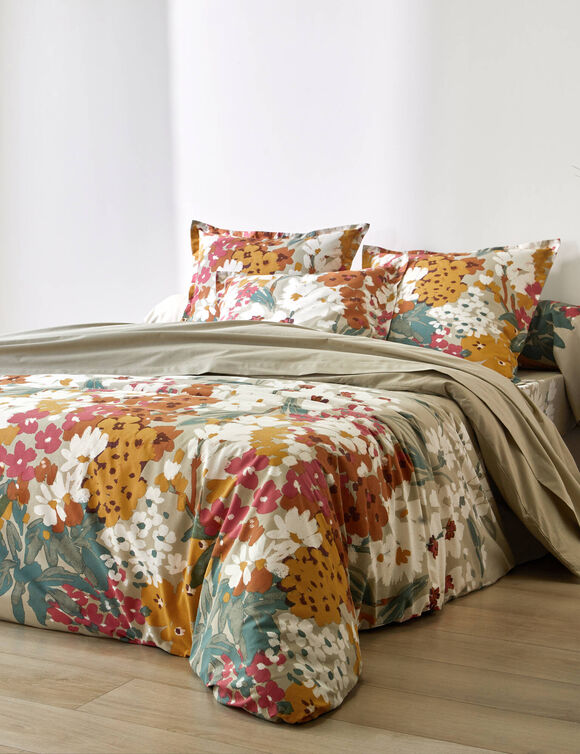 Linge de lit Capucine imprim&eacute; - coton 57 fils/cm&sup2; (gr&egrave;ge)