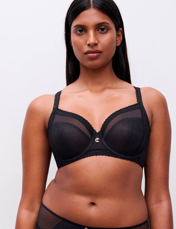 Soutien-gorge "Romance" tulle forme embo&icirc;tante, avec armatures (noir)