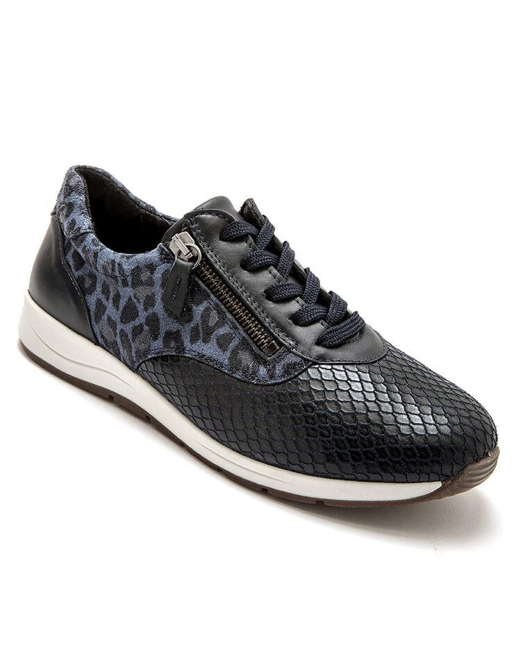Derbies en cuir spécial Hallux valgus - imprimé (bleu) Derbies en cuir spécial Hallux valgus - imprimé (bleu)