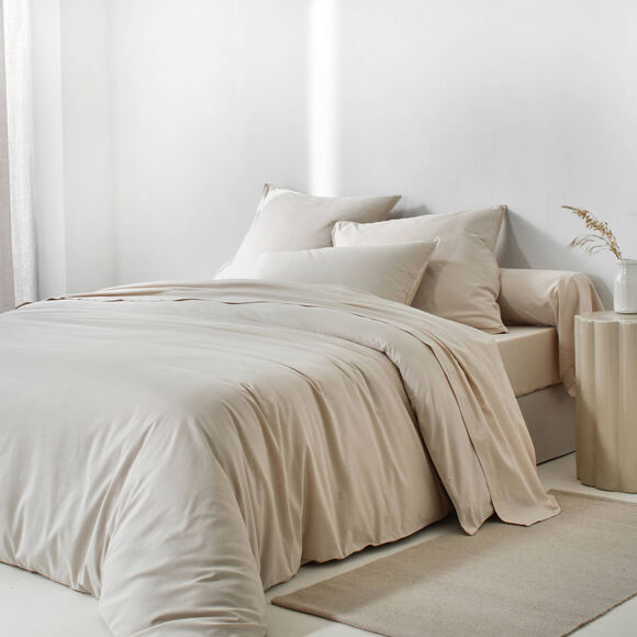 Linge de lit uni - coton lav&eacute; 57 fils/cm&sup2; (sable)