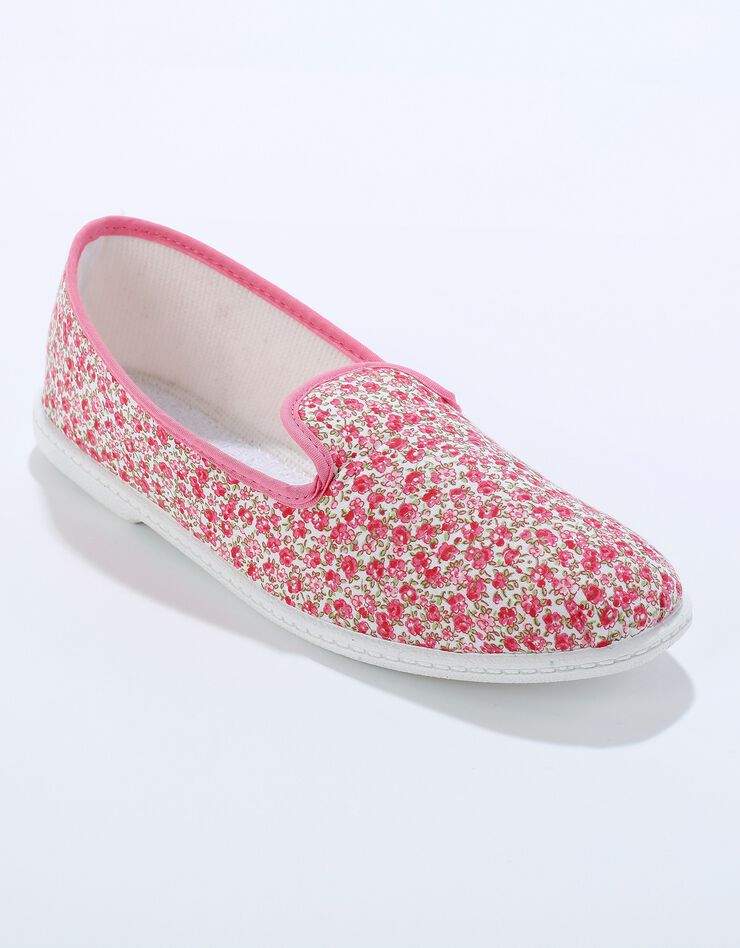 Pantoufles forme charentaise fleuries (rose) Pantoufles forme charentaise fleuries (rose)