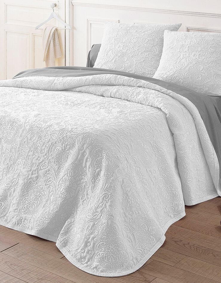 Jeté de lit uni style boutis Mélissa (blanc) Jeté de lit uni style boutis Mélissa (blanc)