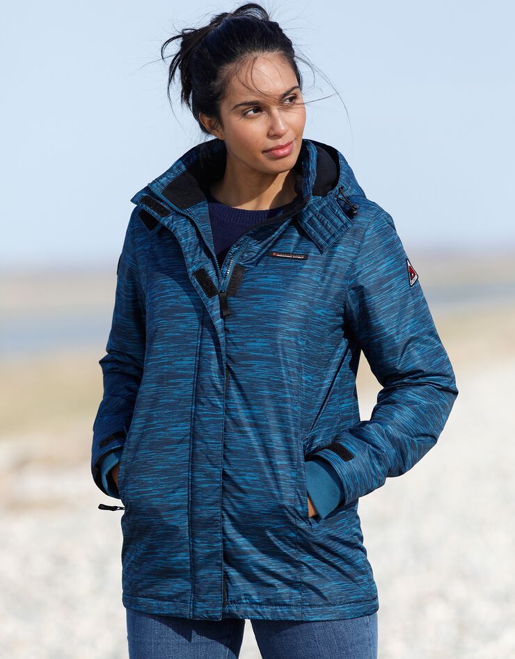 Parka imperméable doublée polaire imprimée chiné (bleu canard) Parka imperméable doublée polaire imprimée chiné (bleu canard)