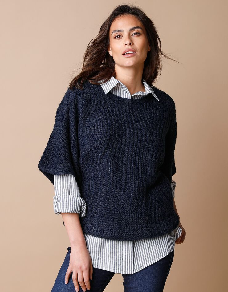 Pull poncho manches coudes (marine) Pull poncho manches coudes (marine)
