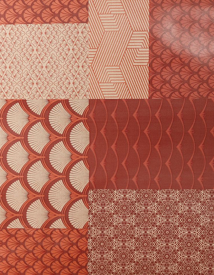 Nappe toile cirée patchwork japonisant (terracotta)