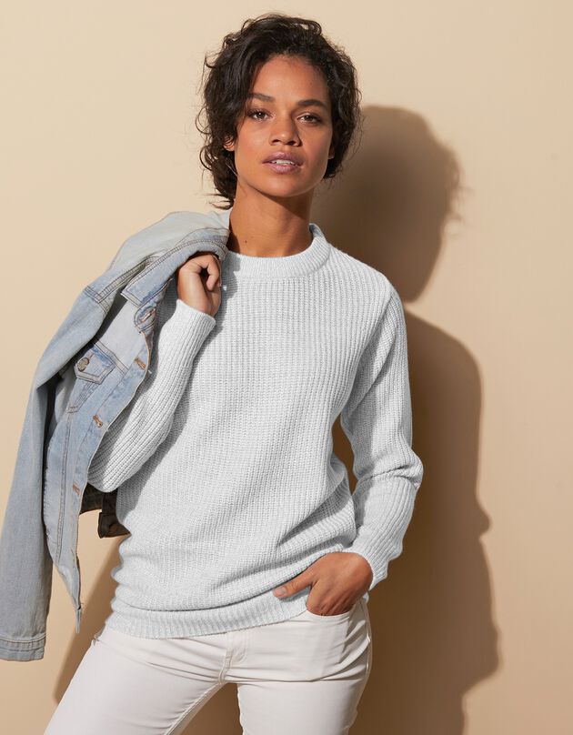 Pull col rond maille anglaise (blanc cassé) Pull col rond maille anglaise (blanc cassé)