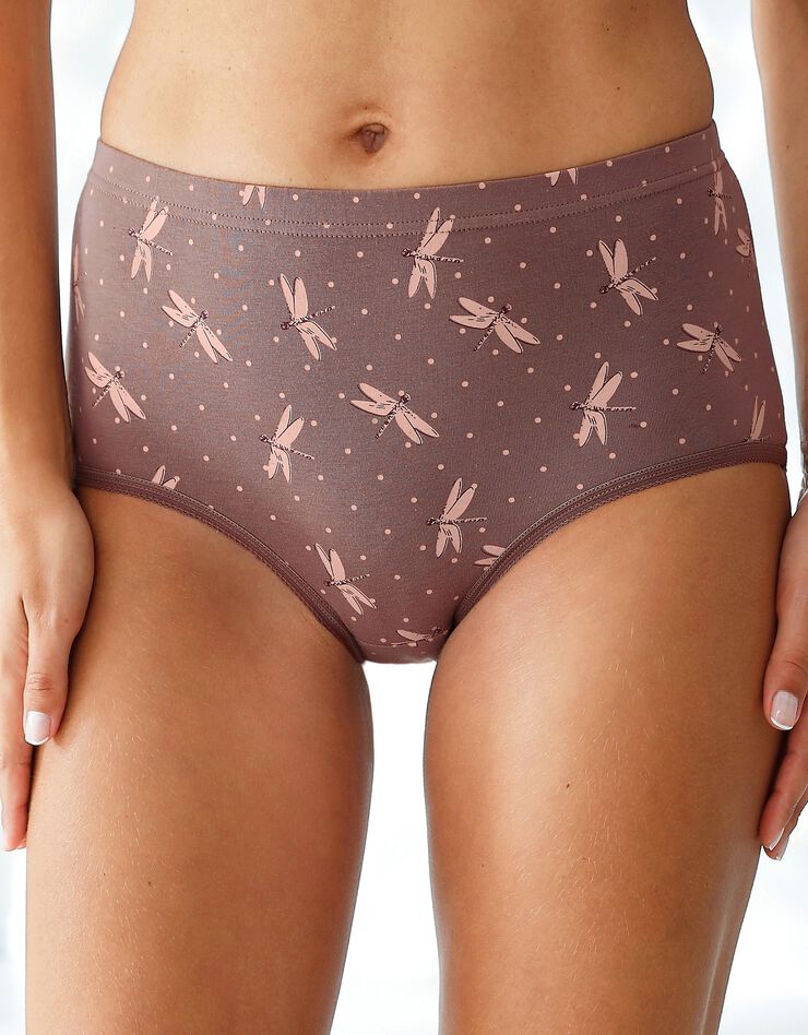 Culotte forme maxi coton motifs "libellules – Lot de 6 (taupe / rose) Culotte forme maxi coton motifs "libellules – Lot de 6 (taupe / rose)