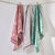Torchon coton jacquard univers forêt - lot de 3 (rouge + vert + taupe)