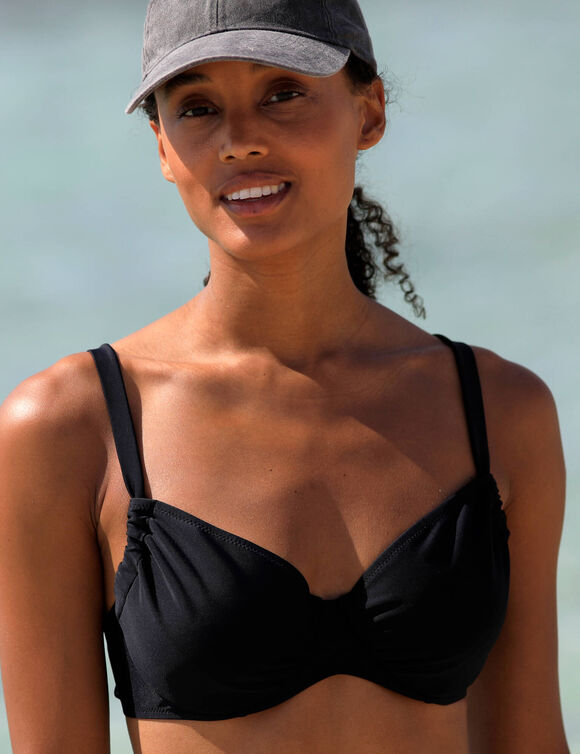 Haut de maillot de bain avec armatures uni Solaro - forme minimiseur (noir)