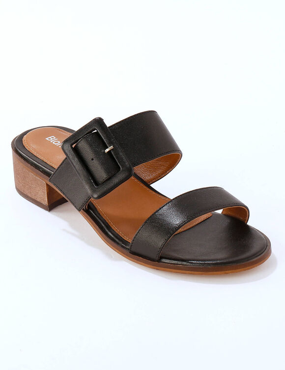 Mules en cuir &agrave; talon (noir)