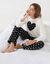 Pyjama pantalon en polaire toucher peluche, motif coeur et pois (écru / noir) Pyjama pantalon en polaire toucher peluche, motif coeur et pois (écru / noir)