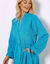 Peignoir mixte adulte col kimono éponge bouclette  (turquoise)