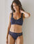 Slip maille satinée et tulle brodé Caprera (marine)