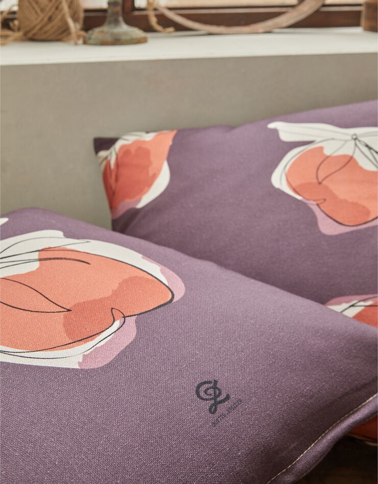 Housse de coussin, collection "Odette Lepeltier" - lot de 2 (prune / terracotta)