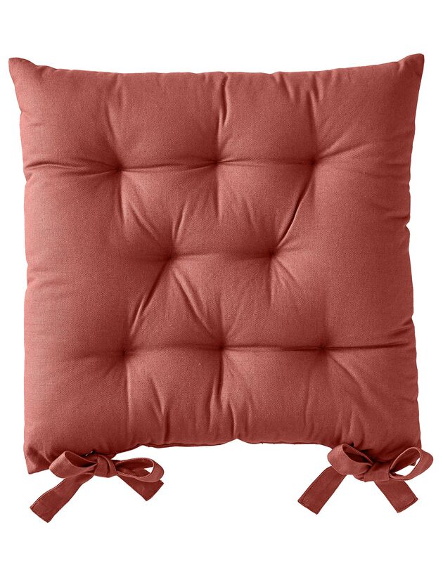 Galette de chaise carrée unie coton bachette - lot de 2 (terracotta)