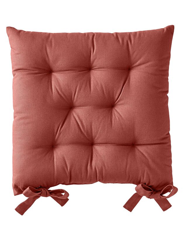 Galette de chaise carrée unie coton bachette - lot de 2 (terracotta)