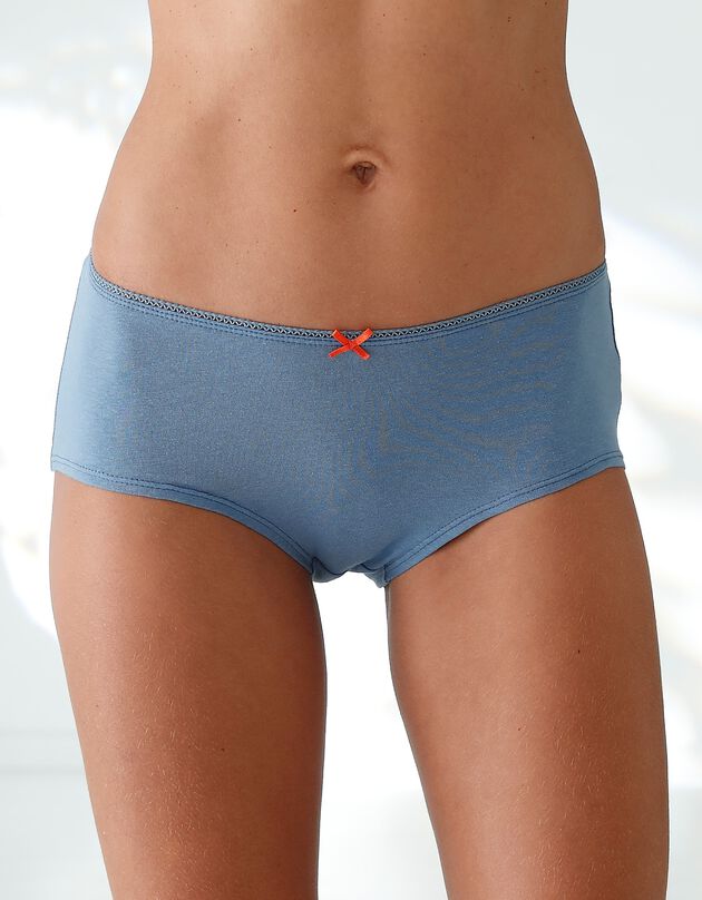 Culotte coton forme shorty imprimé motifs « cerises » assortis– Lot de 4 (grenadine / bleu)