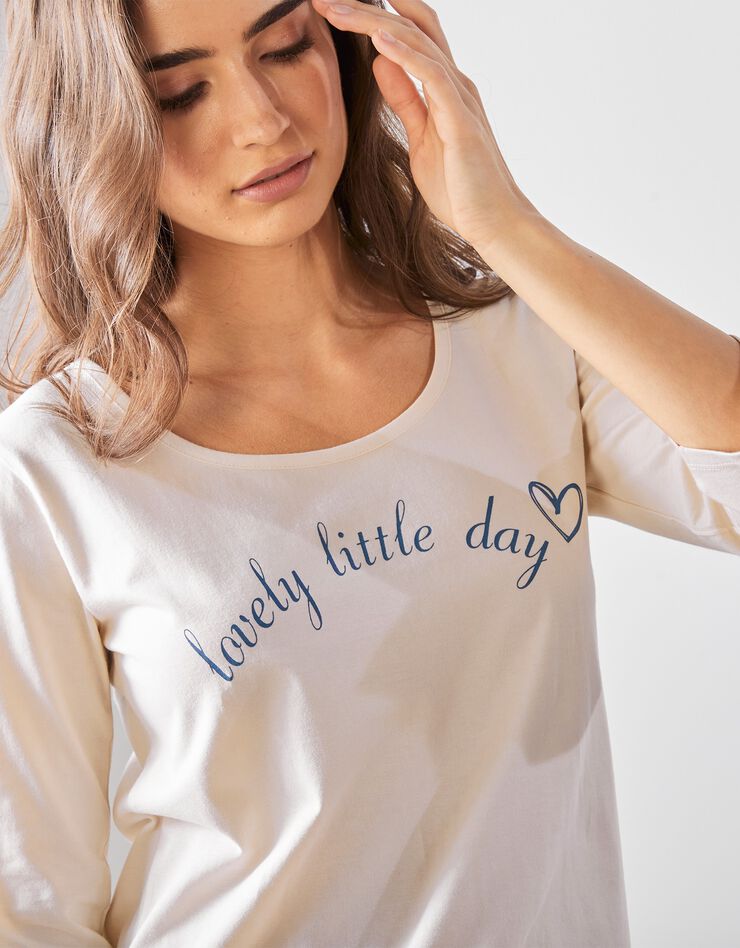 Pyjacourt coton "lovely day" (beige / bleu) Pyjacourt coton "lovely day" (beige / bleu)