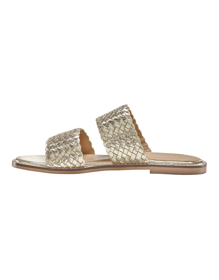 Mules plates en cuir tressé. (doré) Mules plates en cuir tressé. (doré)