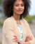 Gilet long porter ouvert, 2 poches, maille anglaise (beige)