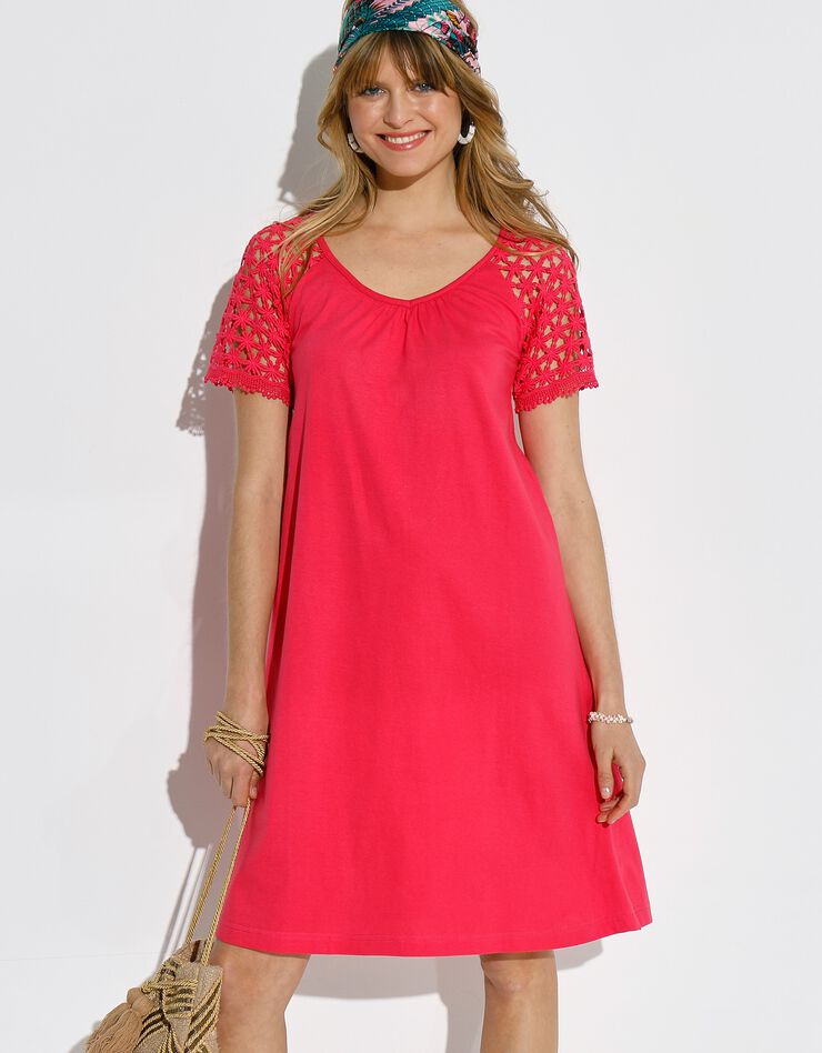 Robe maille manches courtes macramé (grenadine) Robe maille manches courtes macramé (grenadine)