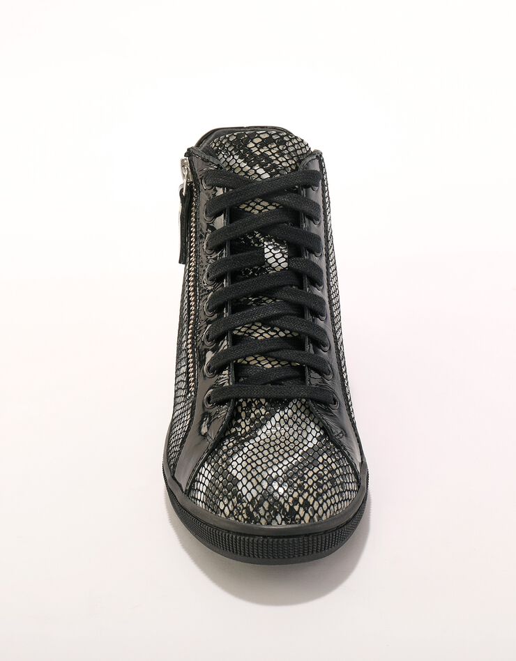 Basket montantes zippées - cuir souple (noir / gris) Basket montantes zippées - cuir souple (noir / gris)
