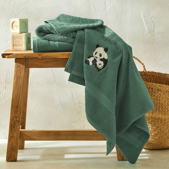 Éponges brodées pandas Colombine® (eucalyptus)