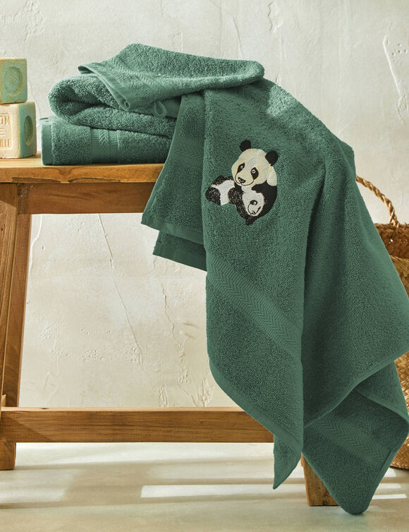 Éponges brodées pandas Colombine® (eucalyptus)