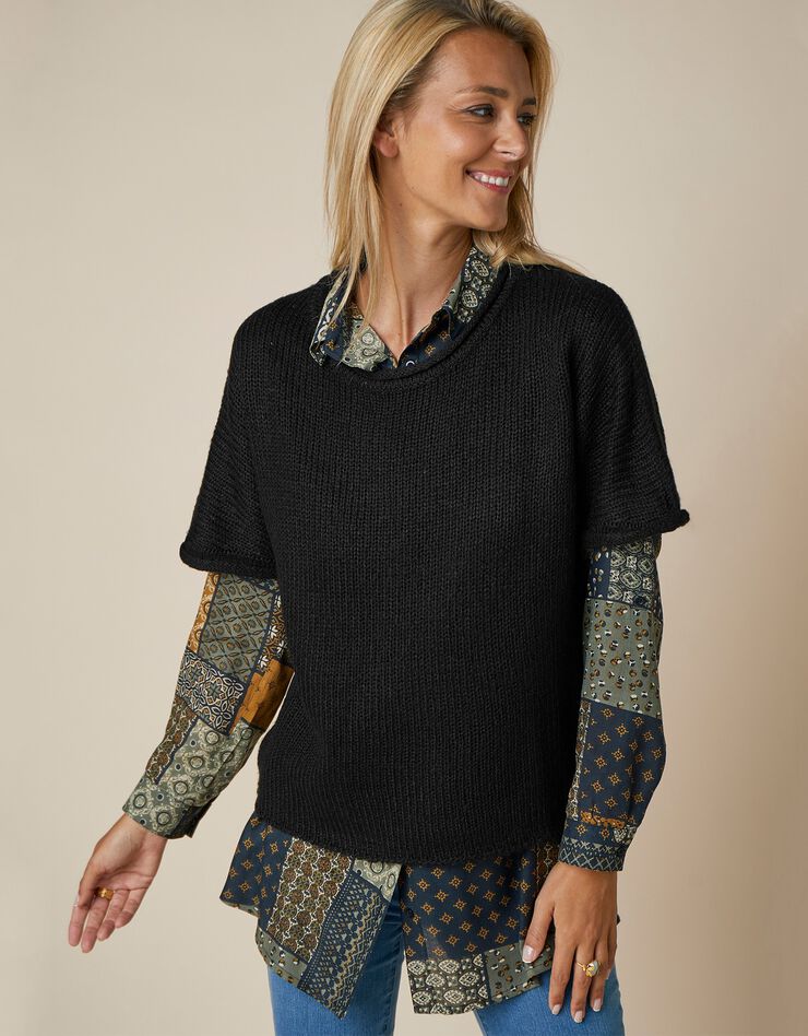 Pull poncho manches coudes (noir) Pull poncho manches coudes (noir)