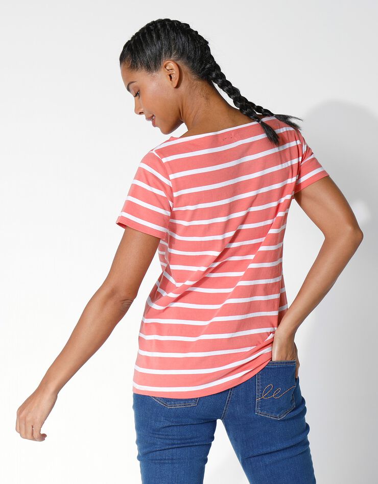 Tee-shirt marinière, manches courtes (corail grisé / blanc) Tee-shirt marinière, manches courtes (corail grisé / blanc)