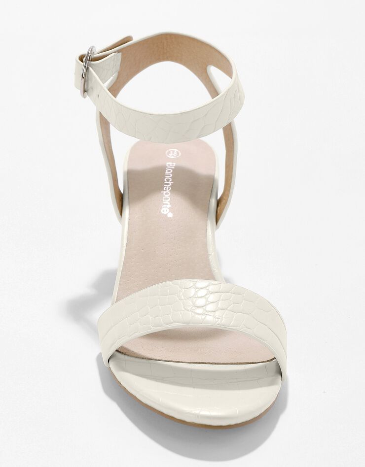 Sandale effet croco à talon effet bois (crème) Sandale effet croco à talon effet bois (crème)