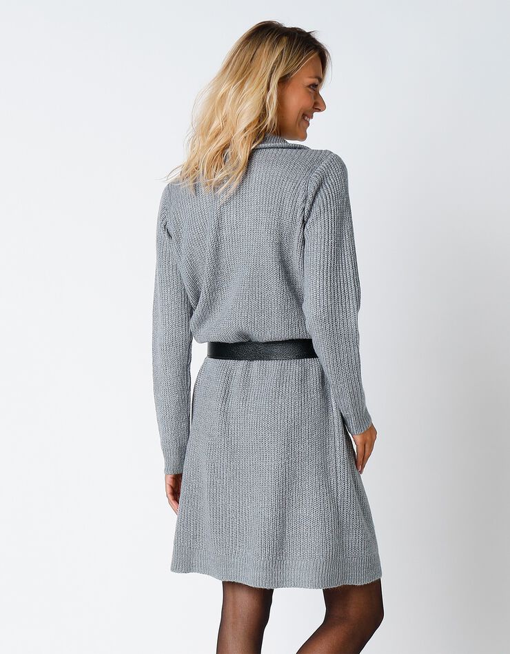 Robe-pull col zippé (gris chiné) Robe-pull col zippé (gris chiné)