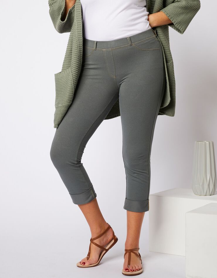 Jegging court maille effet denim - kaki (kaki) Jegging court maille effet denim - kaki (kaki)