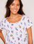 T-shirt col rond imprimé fleuri coton (blanc)
