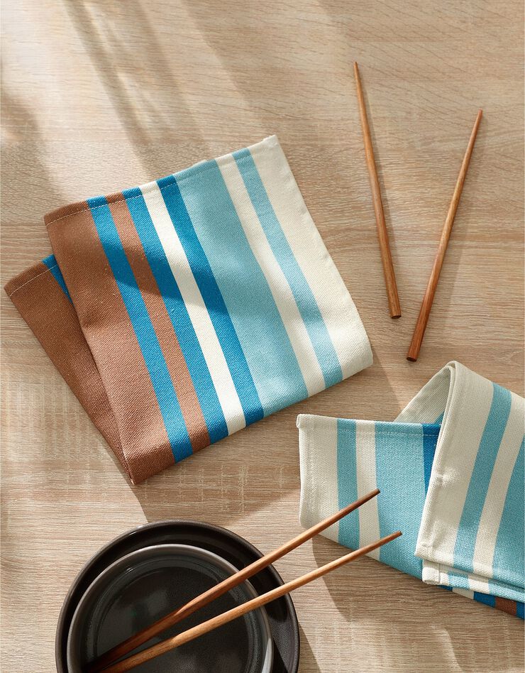 Serviette de table fabriquée en France motif rayé Havane, lot de 2 - coton biologique(1) (havane) Serviette de table fabriquée en France motif rayé Havane, lot de 2 - coton biologique(1) (havane)