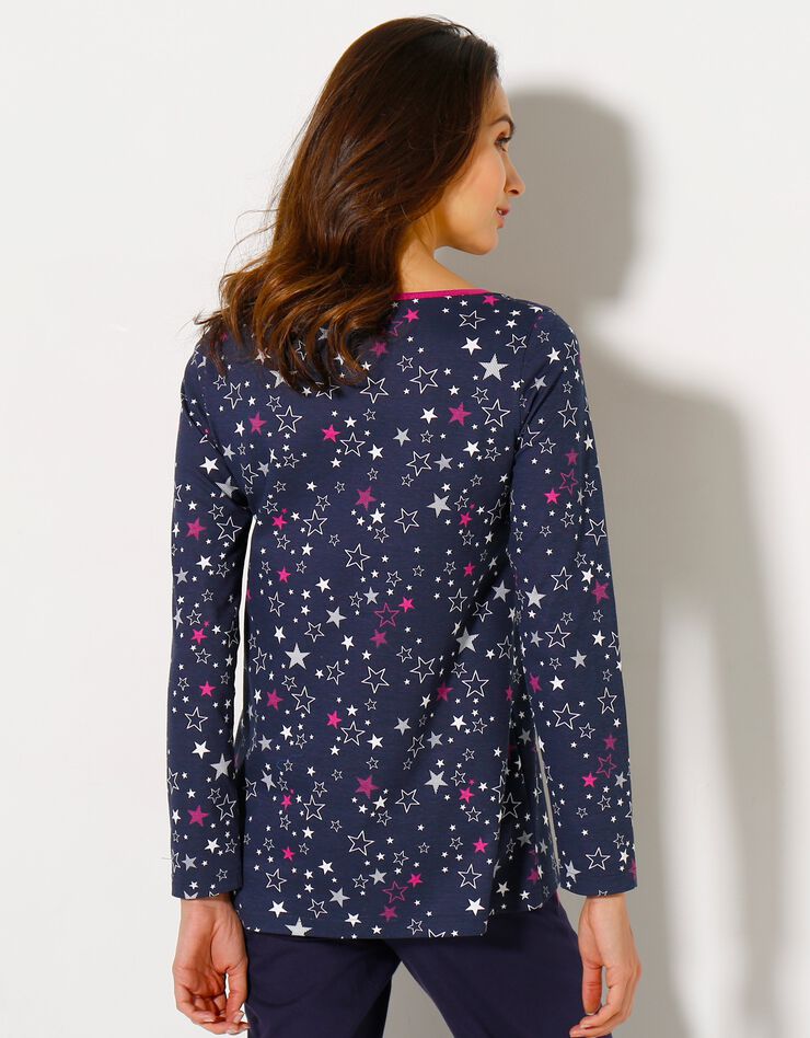 Tee-shirt manches longues imprimé étoiles - jersey coton (marine)