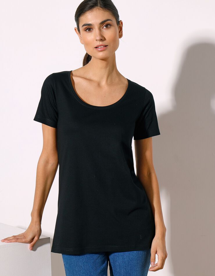 Tee-shirt uni col rond en coton bio(1), éco-responsable (noir) Tee-shirt uni col rond en coton bio(1), éco-responsable (noir)