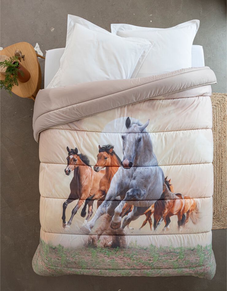 Couette microfibre impression photo chevauchée 200 g/m² (beige / marron)