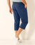 Pantacourt 3/4 élastiqué + ceinture assortie (bleu marine)