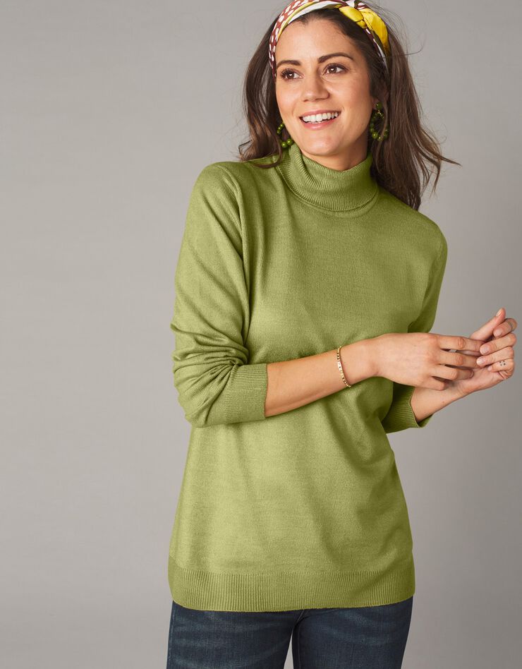 Pull col roulé toucher cachemire (vert mousse) Pull col roulé toucher cachemire (vert mousse)