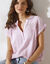 Blouse unie manches courtes, double gaze de coton (mauve)