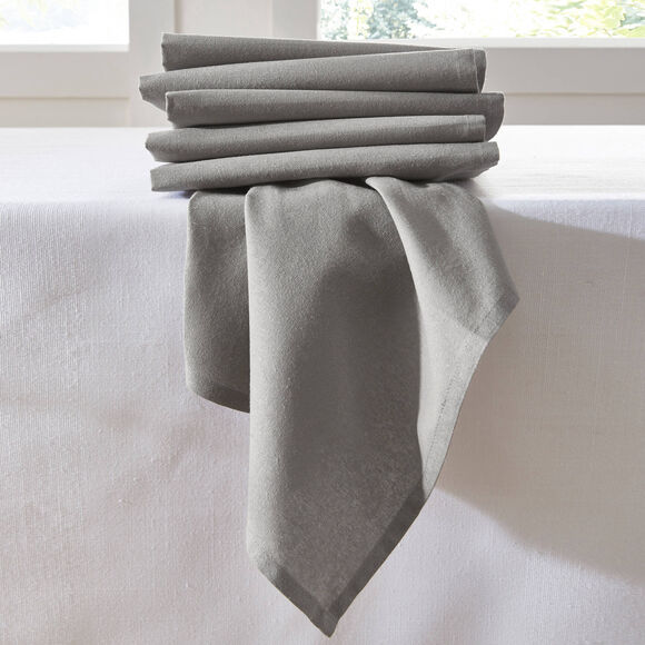 Serviette de table unie - lot de 6 (gris)