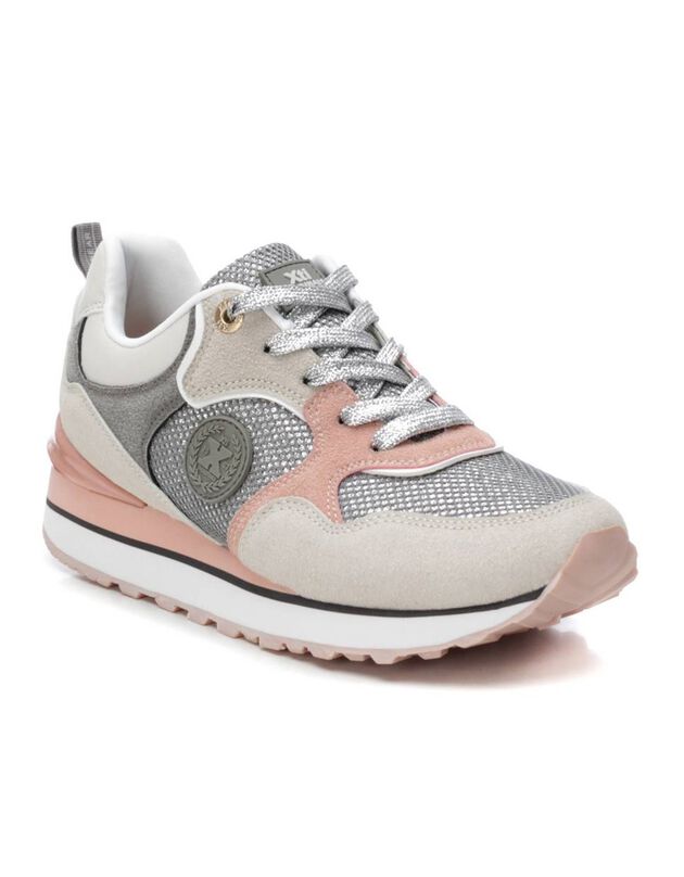 Baskets style running à lacets (nude)