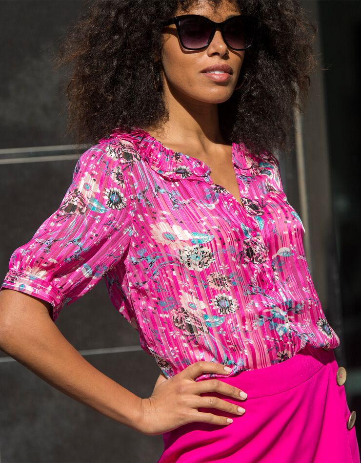 Blouse imprimée manches coudes (fuchsia) Blouse imprimée manches coudes (fuchsia)