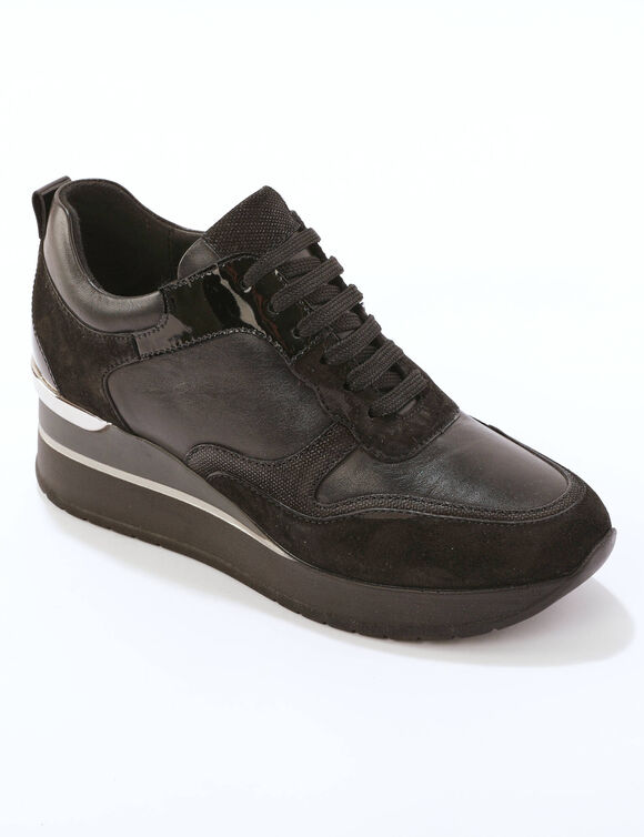 Baskets compensées cuir (noir)