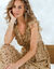 Robe longue cache-coeur sans manches voile imprimé (beige / noir)