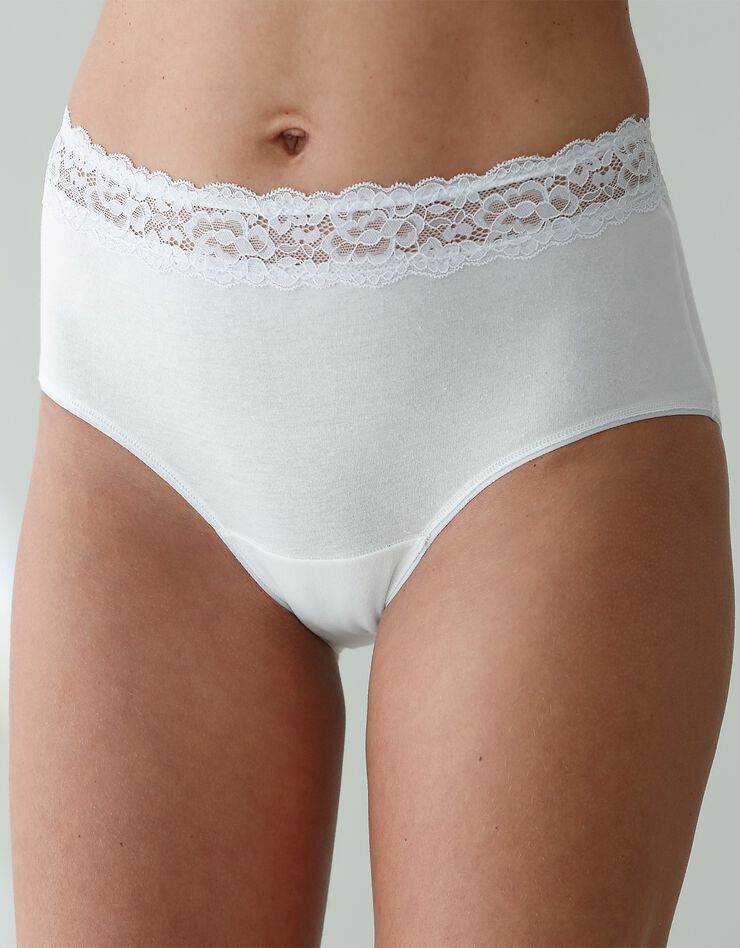 Culotte supermaxi coton stretch ceinture dentelle - lot de 2 (blanc) Culotte supermaxi coton stretch ceinture dentelle - lot de 2 (blanc)